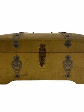Vintage McGraw Box Co NY Gold Wood Jewelry Box Jewelry Box Filigree Blue Velvet
